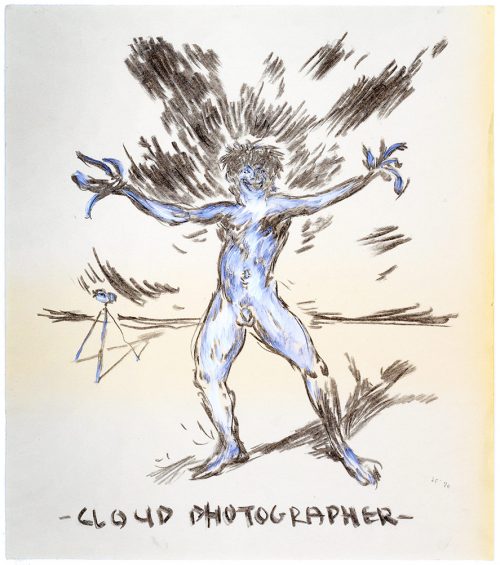 Study for Cloud Photographer - Charcoal and oil on found paper
