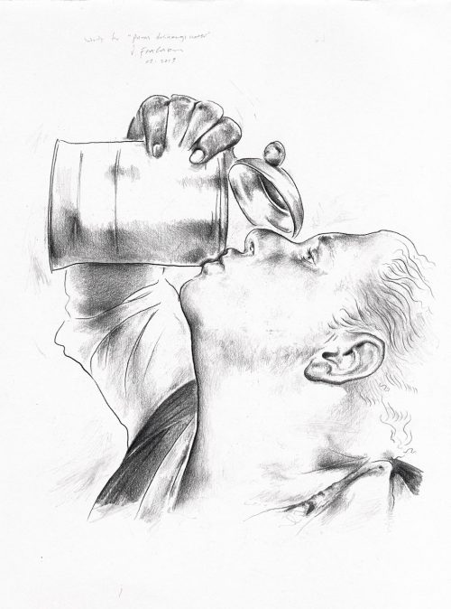 Study for Panas drinking water - Pencil on paper
