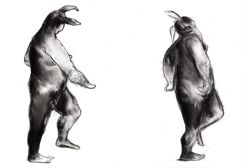 Come on.. I’m Coming - Charcoal on paper (diptych) 