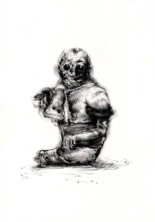 Into the Water (series of 5 drawings) - Ink on paper