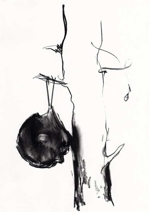Study for, A Head and a Tree - Charcoal on paper