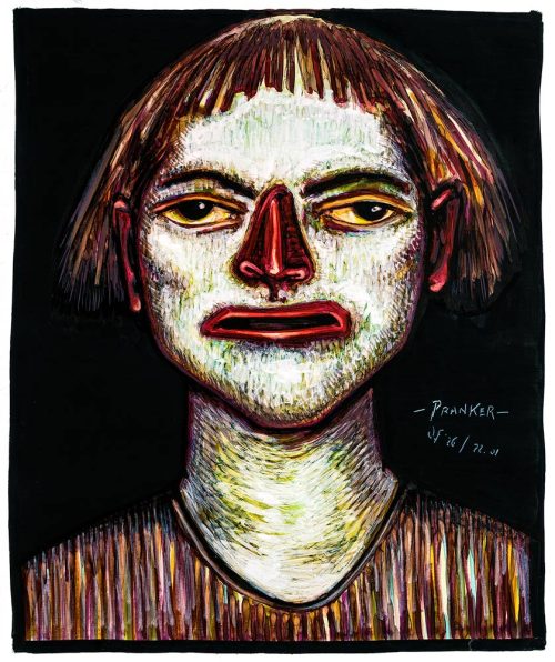 Pranker (after F. Picabia) - Acrylic paint and markers on unstretched canvas