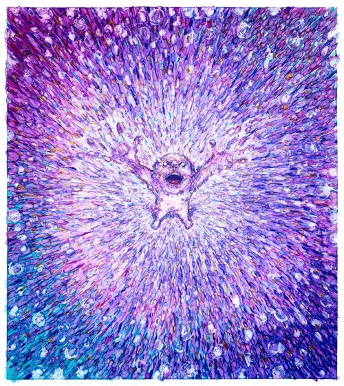 Snow - Acrylic paint and markers on translucent polyester paper