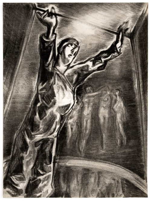The Window Opener - Charcoal on paper